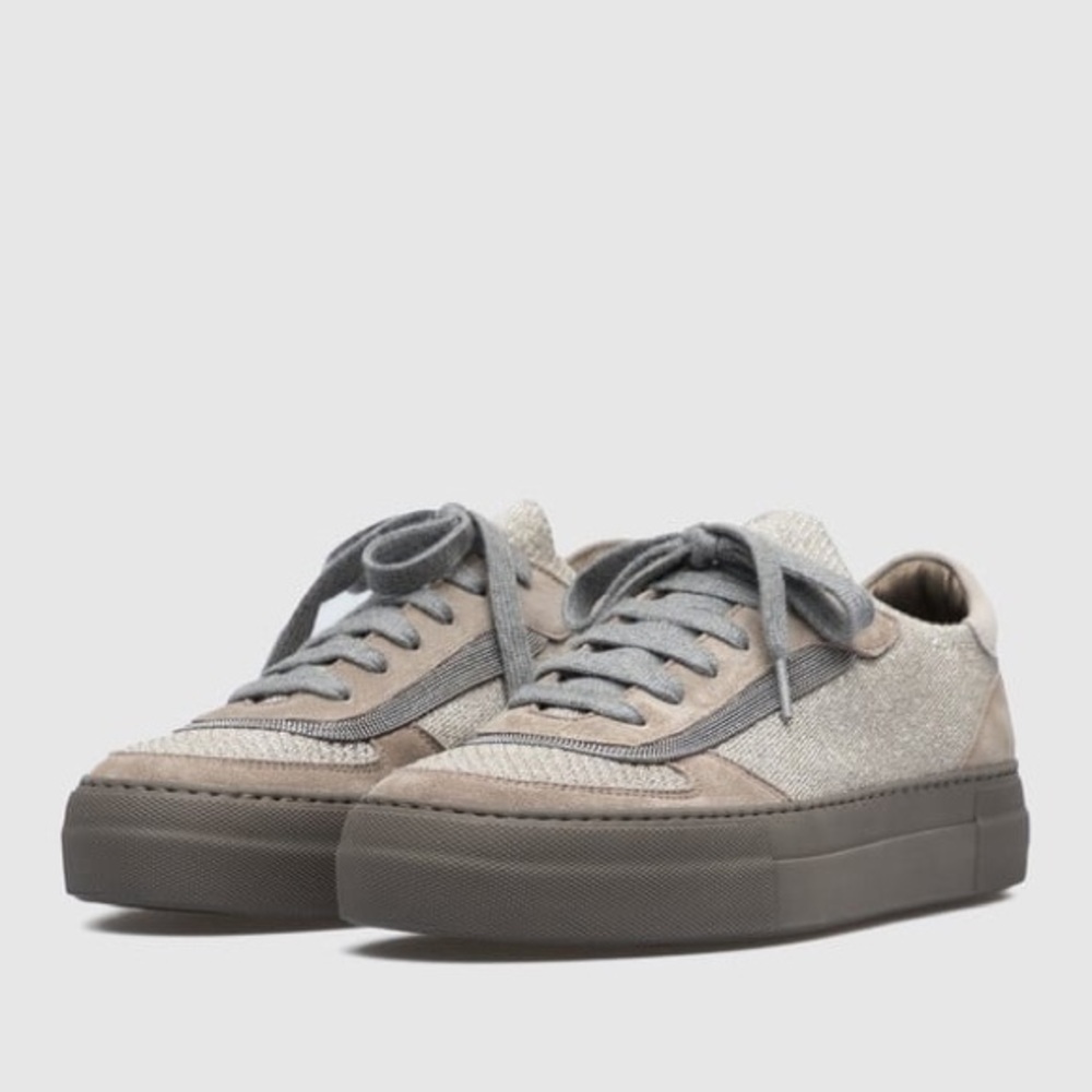 Brunello Cucinelli Sneakers size 40 platform Monili Mixed Media Low Top Gray